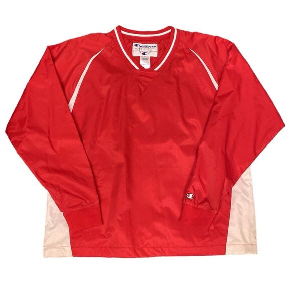 Champion B2410 Men's Scout II V- Neck Pullover Windbreaker Jacket Red Size L NWT - Picture 1 of 8